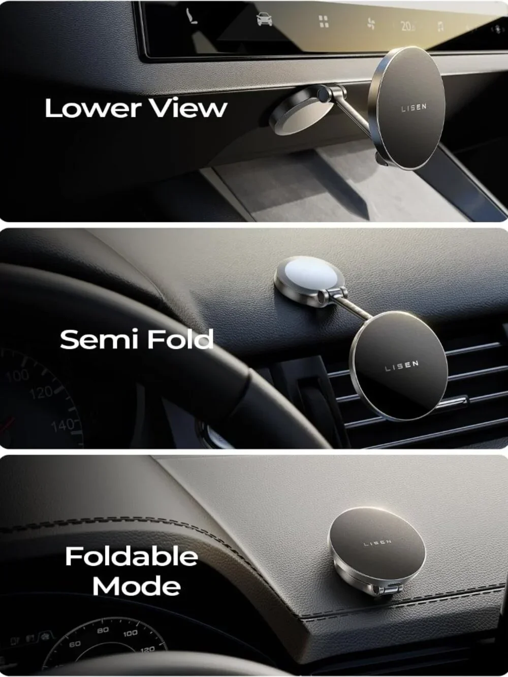 LISEN MagSafe Car Mount Charger – 15W Fast Charging